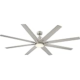 Savoy House M2025BN Meridian Modern 72" Outdoor Ceiling Fan with Remote, Integrated LED 1-Light 16 Watt, Brushed Nickel
