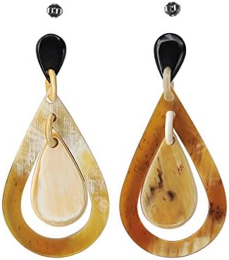Mary Crafts Womens Handmade Buffalo Horn Drop Dangle Earrings White