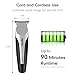 Beard Hair Trimmer, Ciwellu Body Grooming Hair Clippers Kit Rechargeable Hair Cut Trimmer T-Blade Cordless Hair Cutting Clipper For Men and Women With 3 Trimmer Guide Combs, 2 Modes USB Port, Silver