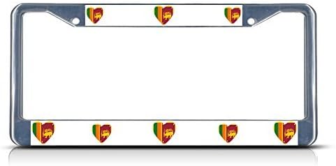 Nicholas Dunlop Love Heart Sri Lanka Country Flag Chrome Metal License Plate Frame Tag Border