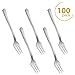 200-Pack Mini Petite Tasting Forks for Appetizers & Desserts – Durable Plastic, Looks Like Real Silver Matelic – Premium Quality Utensil Three Prong Disposable Cocktail Fork – 4.2” Inch