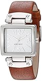 Nine West Women's NW/1339SVHY Square Silver-Tone Honey Strap Watch