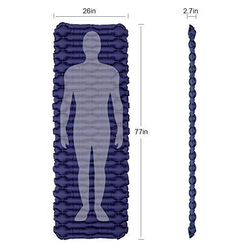 V VONTOX Camping Sleeping Pad - Mat, (Large) Ultra Light Inflatable Sleeping Mat, Suitable for Camping, Backpacking, Hiking, Outing,Mountaineering,Best Self-Help Mat, Inflatable and Compact