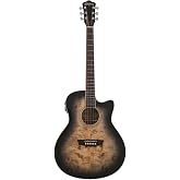 Washburn Deep Forest Burl ACE Acoustic Electric Guitar, Black Fade (DFBACEB)
