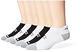 Starter Men's 6-Pack Athletic No-Show Heel-Guard Socks, Prime Exclusive, White/Black, Large (Shoe Size 9-12)