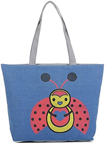 DUODUOQI NEW Fashion Canvas Bag Printed Flowers Zipper Women Handbag Shoulder Bags Blue1