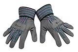 G & F 5009M JustForKids Synthetic Leather Kids Garden Gloves, Kids Work Gloves, Grey, 4-6 years old