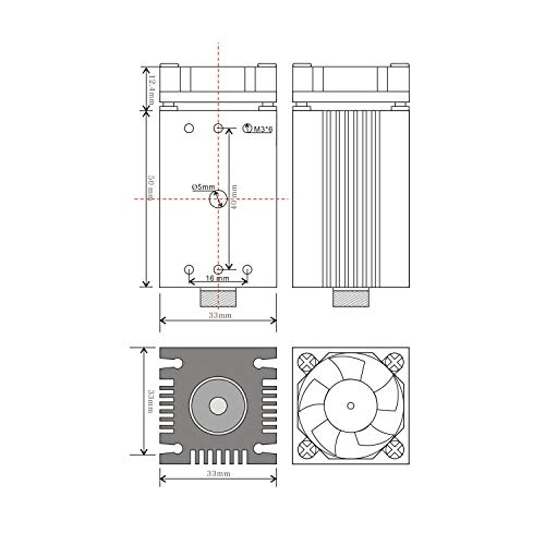 image for TXINLEI 2.5W 2500mW 445nm TTL PWM Control Blue Laser Module, DC 12V Fo