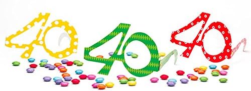 Dream S Party 6 Occhiali In Carta Per I 40 Anni Idea Scherzo Gadget Per La Festa Di Compleanno Del Della Neo Quarantenne Colori Assortiti A Forma Di Numero 40 Amazon It