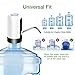Water Bottle Pump, Puhibuox USB Charging Universal Electric 5 Gallon Water Dispenser, Waterproof LED Button Automatic Drinking Water Jug Pump for 2-5 Gallon Water Jug, Plus 3 Silicone Hoses (White)