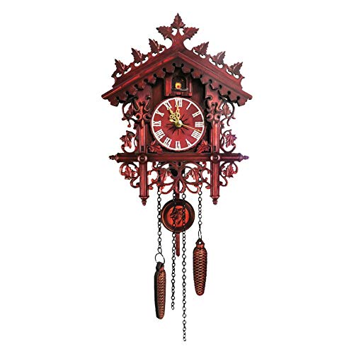 isilky Cuckoo Clock, Cuckoo Wall Clock, Roman Numerals, Black Forest, Wooden Cuckoo Clock, Black Forest, Hand-Carved Cuckoo Clock House Decoration(No Sound)
