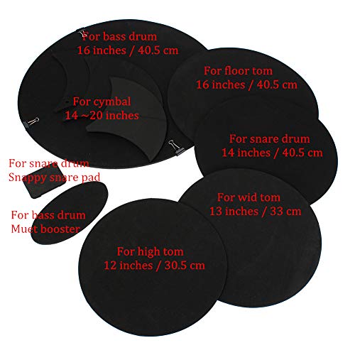 qInsSZm 10Pcs Bass Snare Drum Sound Off Quiet Mute Silencer Drumming Rubber Practical Pad Set - Thumbnail 6