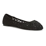 Twisted Womens SAGE Flower Crochet Ballet Flat with Bow