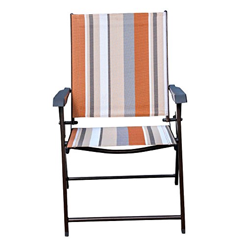 Sundale Outdoor Beach Yard Pool Sling Back Chairs Patio Recliner Garden Folding Chairs Space Saving Chairs, Set of 2, Coffee
