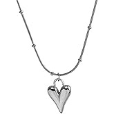 Jude Jewelers Stainless Steel Heart Shaped Charm Beaded Chain Collar Statement Party Wedding Necklace