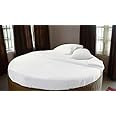 LaxLinen 600 Thread Count 4pc Round Bed Sheet Set White Solid (84" Diameter, Standard Size) Fits Upto 9" to 15" Inch Extra Deep Pocket 100% Egyptian Cotton