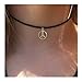 Olbye Peace Necklace Choker Leather Silver Choker Necklace for Women Boho Jewelry Necklace Silver (Geometric)