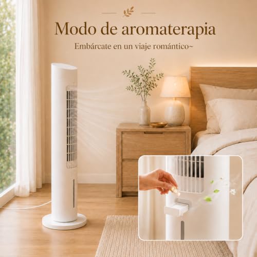 NOMEY Aire Acondicionado Portátil De Torre, 4 En 1 Enfriador de Aire Evaporativo con 3L de Tanque de Agua,Oscilación De 70°,12H Temporizador,4 Modos Y 3 Velocidades Con Control Remoto Climatizador