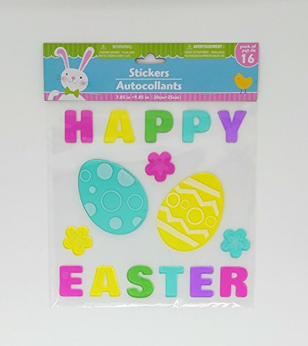 Happy Easter 16 Piece Stickers Window Gel Cling Decor Decoration Egg