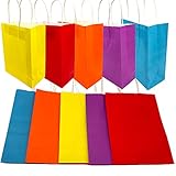 Aisamco 30 Pieces Paper Party Bags Gift Bag Kraft Bag with Handle in Multicolour for Birthday Tea Party Christmas Wedding and Party Celebrations