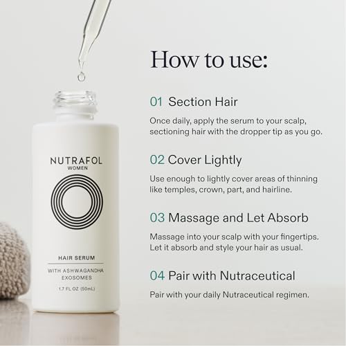 Nutrafol Women's Hair Serum, Supports Visibly Thicker and Stronger Hair, Vegan, Lightweight and Fast-Absorbing