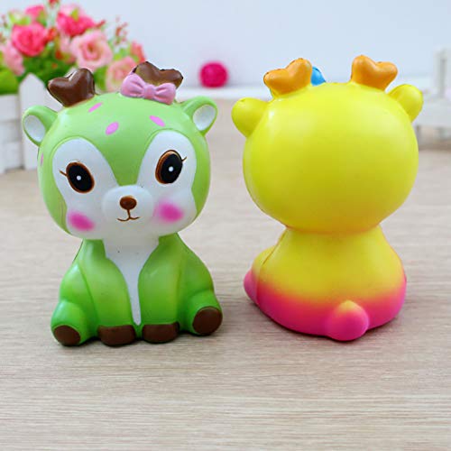 Naiflowers Mochi Squishy Toys, Deer Animal Slow Rising Toy Kawaii Toys, Squeeze Soft Stress Relief Toys hop Props Sensory Toy Party Favors for Kids Toddler Adults (Yellow) - Thumbnail 4