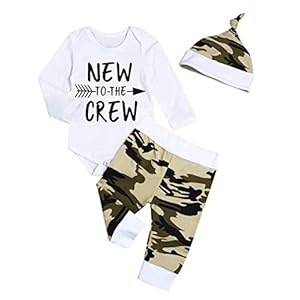 Pasgeboren baby jongen kleding baby nieuw bij de crew rompertje lange broek + hoed outfits set