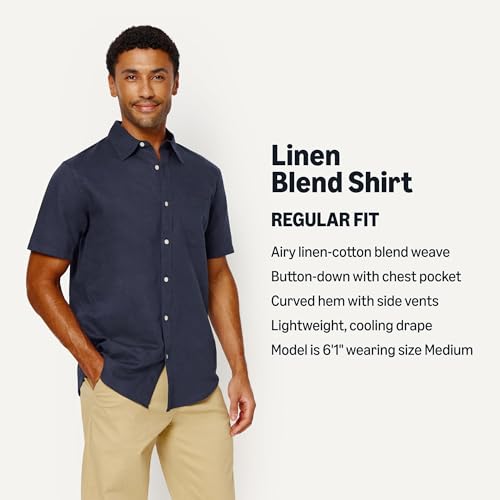 Amazon Essentials Men's Standard Fit Short Sleeve Linen Shirt