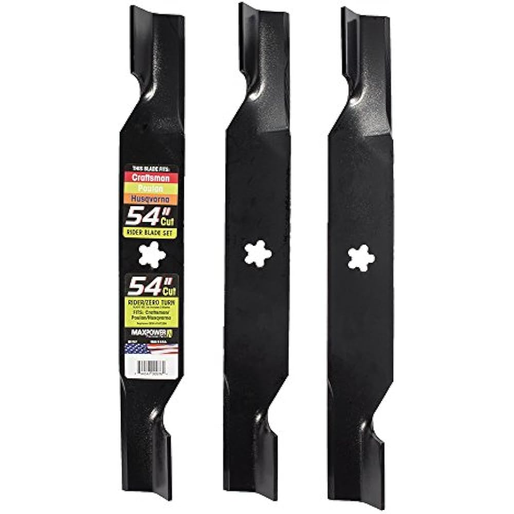 3 Set Riding Mower Blades 54" Deck Poulan Pro Craftsman Husqvarna Z254
