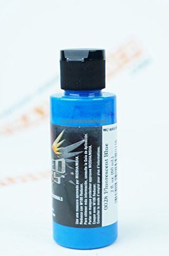 Createx Wicked Colors W028 Fluorescent Blue 2oz. water-based universal airbrush paint. by SprayGunner
