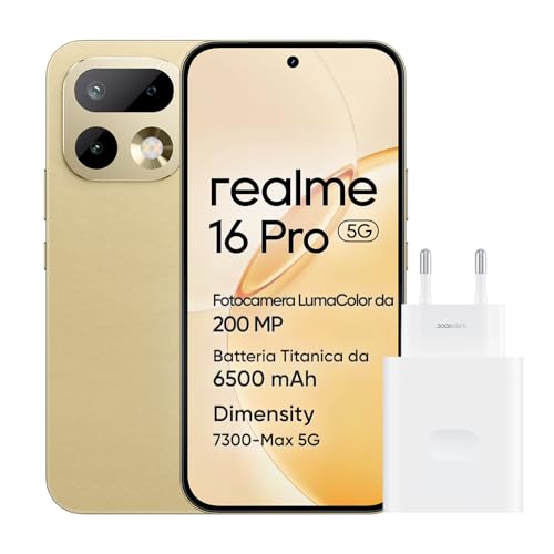 16 Pro 5G Smartphone, 8GB+256GB, Display AMOLED 144Hz 6,78", Batteria 6500mAh, Fotocamera 200MP OIS, IP69K, Ricarica Rapida 45W, Doppia SIM, Next AI, Oro