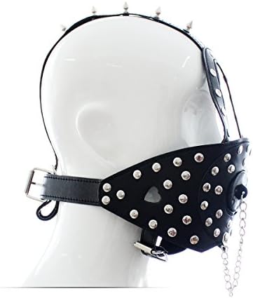 Platinum4Play Black spike Head Harness with Removable Mouth Cover