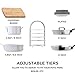 Lifewit Adjustable Pan Pot Organizer Rack for 8 9 10 11 12 inch Cookware, 5-Tier Cookware Holder for Cabinet Worktop Storage, 18/10 Stainless Steel