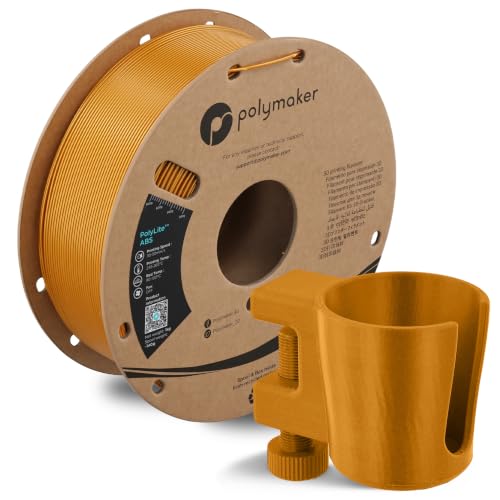PolyLite ABS 1.75mm Gold Filament, 1kg Heat Resistant ABS Cardboard Spool
