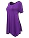 BELAROI Womens Basic Solid Loose Fit Short Sleeve Tunic T Shirt (2X, Deep Purple)