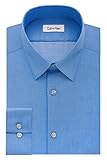 Calvin Klein Men's Slim Fit Non-Iron Herringbone Point Collar Dress Shirt, Steel Blue, 16