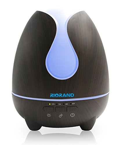 Newest Water droplets Style Aromatherapy Diffuser,7 Color LED Light,Best Black Wood Grain(500ml)