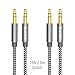 Kinps Audio Cable 3.5mm Stereo Aux Cord for Mobile Phone, Apple, Android, Tablet, Headphones, Speaker, Laptop, PC, iPod and More 3.5mm Stereo Jack Enabled Devices 10 FT / 3 M - Nylon - Black - 2Pack)