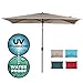 Abba Patio Rectangular Patio Umbrella Outdoor Market Table Umbrella with Push Button Tilt and Crank, 6.6 by 9.8 Ft, Beige
