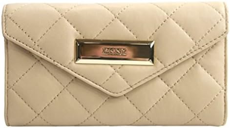 DKNY Saffiano Sand Quilted Lambskin Trifold Envelope Wallet