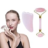 Jade Roller,Gua Sha,Speesun Gua Sha Board and Gua Sha Scraping Tool,Natural Healing Stone,Facial Your Health Tools (Pink)
