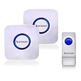 Wireless Doorbell Kits，Barsone Wireless Door Bell Chimes with 1 Push Button and 2 Remote Receivers Operating at Over 1000-Feet Range(4 Levels Volume,52 Chimes)No Batteries Required for Receiver