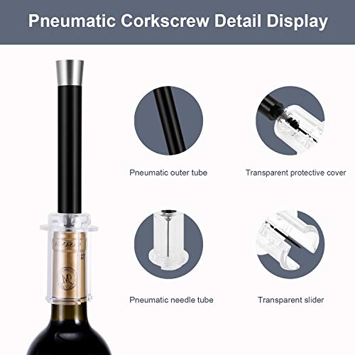 Haolide Wine Air Pressure Opener Six Set, Needle Wine Bottle Opener Accessories Tool Kit with Aerator Pourer,Foil Cutter,Vacuum Stopper,Elegant Wine Gift Box