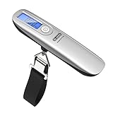 [Backlit LCD Display with Tape Measure] Dr.meter 110lb/50kg Digital Hanging Luggage Scales with Tape Measure 3.3ft/1m for Travel Baggage Weight / Dimension Measurement,Velvet Carry Pouch Included