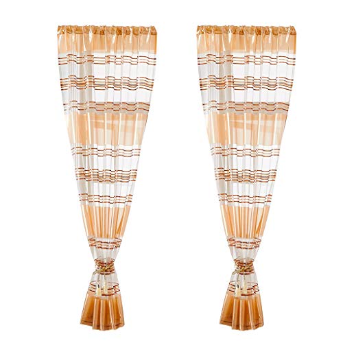 Clearance Sale!UMFun Leaves Sheer Curtain Tulle Window Treatment Voile Drape Valance 2 Panel Fabric (Coffee)