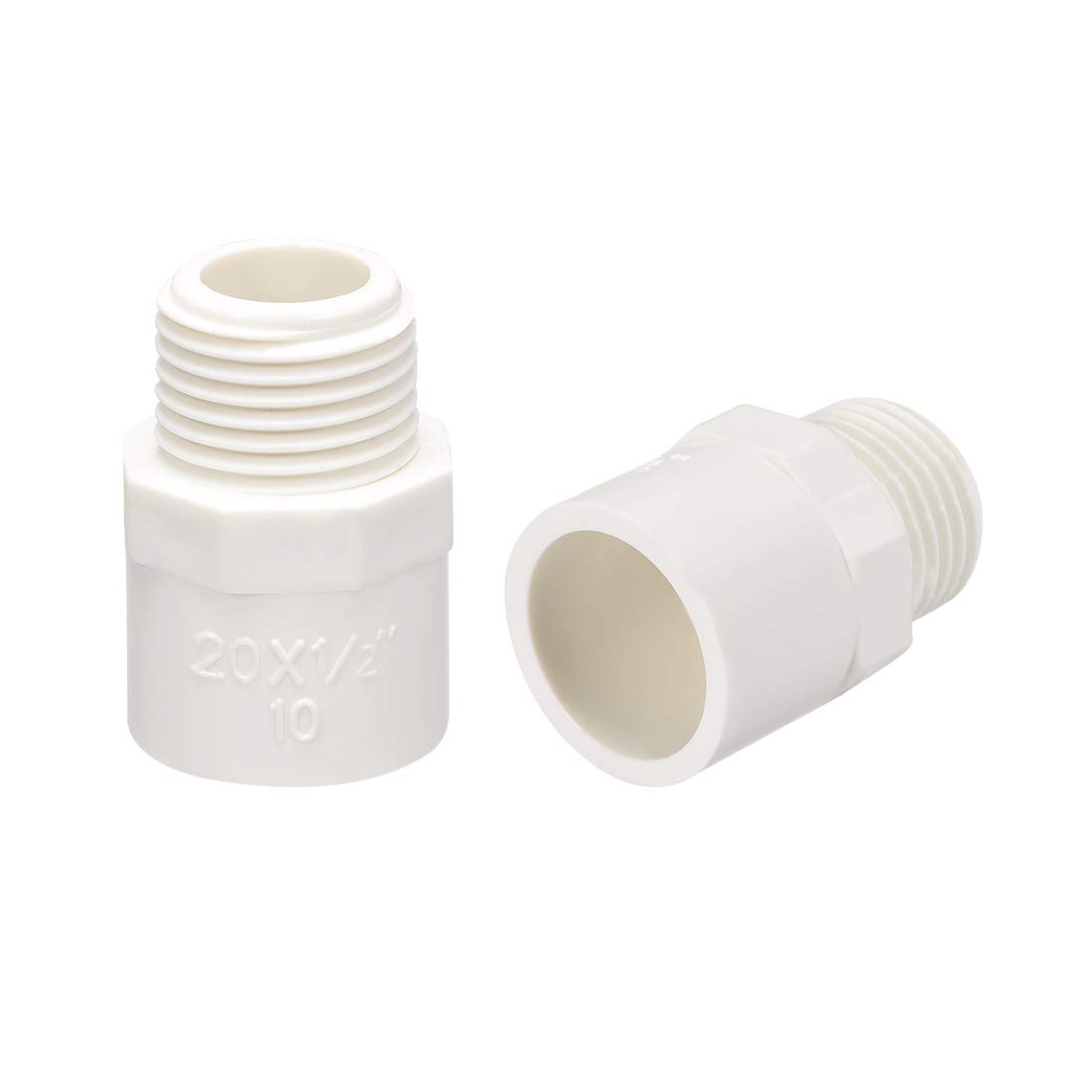 sourcing map 20mm Slip X G1/2 Male Thread PVC Pipe Fitting Adapter Connector 20Pcs