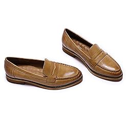 Mona flying Women's Leather Penny Loafer Casual