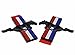 (Pair) Gloss Black Tri-bar Running Pony Horse Fender Side Emblem Badge for Ford Mustang