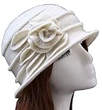 Urban CoCo Women's Floral Trimmed Wool Blend Cloche Winter Hat