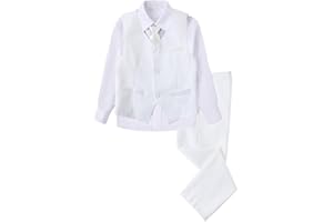 SaiLiiny Boys 4 Pieces Suits Slim Fit Kids Outfits Vest Pants Sets Black Blue Formal Dresswear for Boy